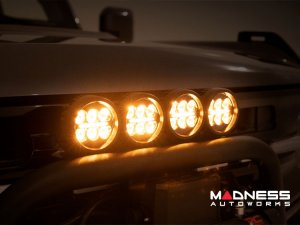 Ford Bronco Front Bumper Guard - Safari Bar - OE Modular Bumper - Rough Country - w/ 4x 3in Osram Wide Angle Lights Ford Bronco Front Bumper Guard - Safari Bar - OE Modular Bumper - Rough Country - w/ 4x 3in Osram Wide Angle Lights